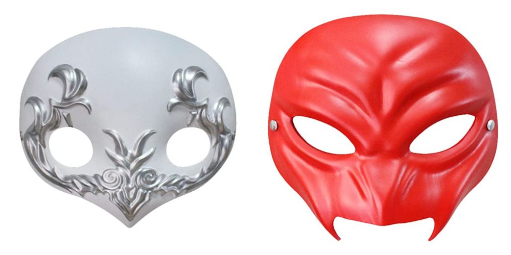 split image of anicients masks from Final Fantasy 14