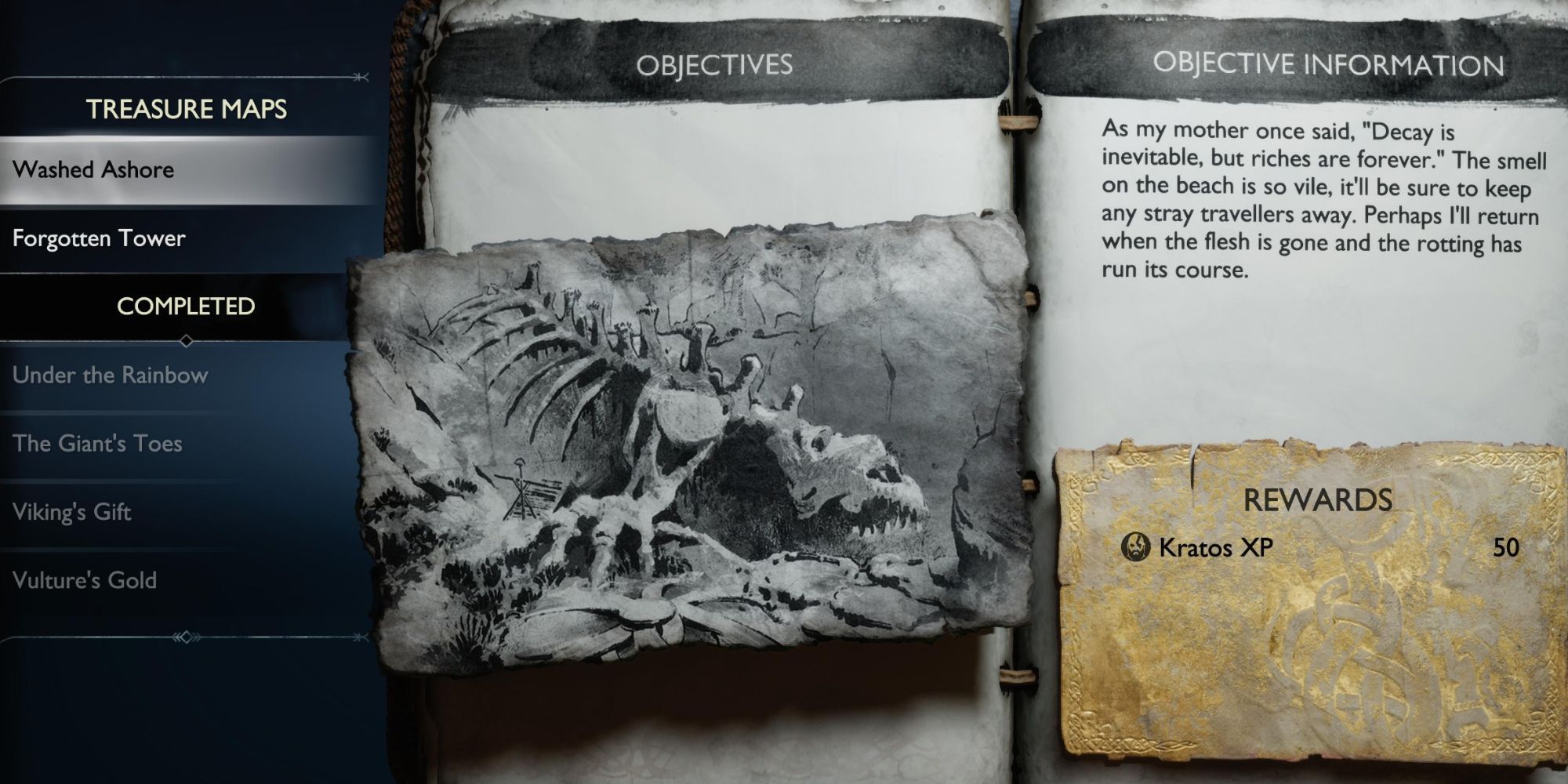 An objective screen showing one of the treasure map locations in Midgard.