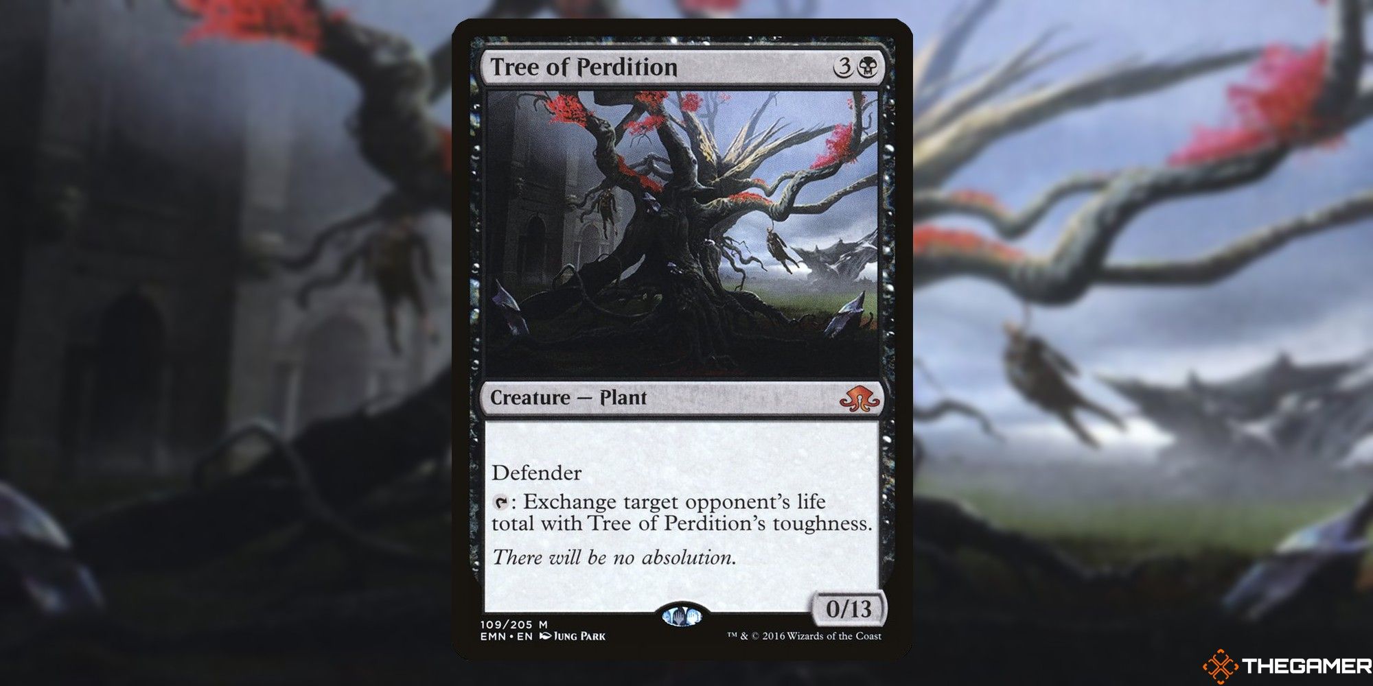 Perdition tree card and art background