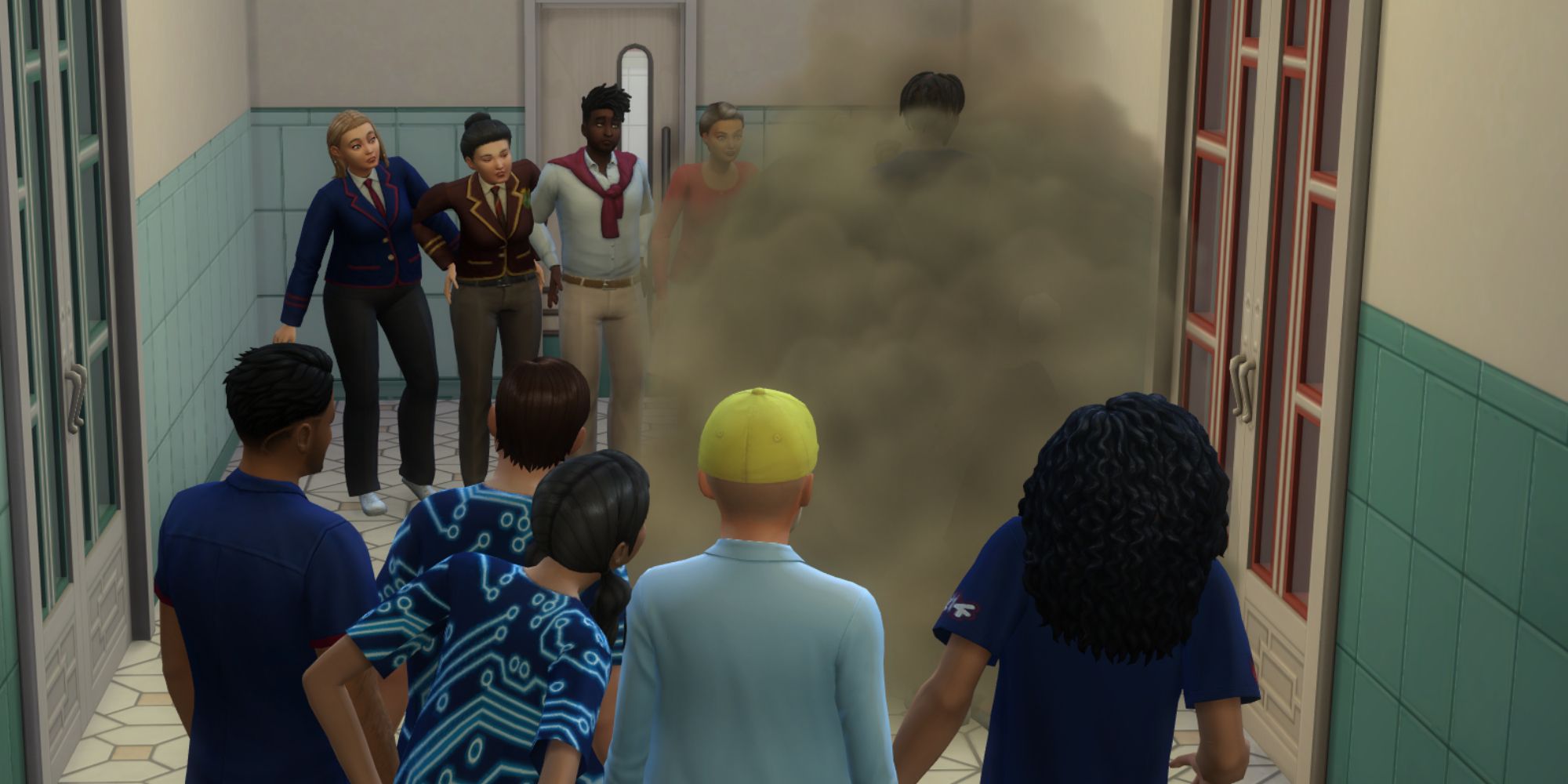TS4 high school fight watched by principal