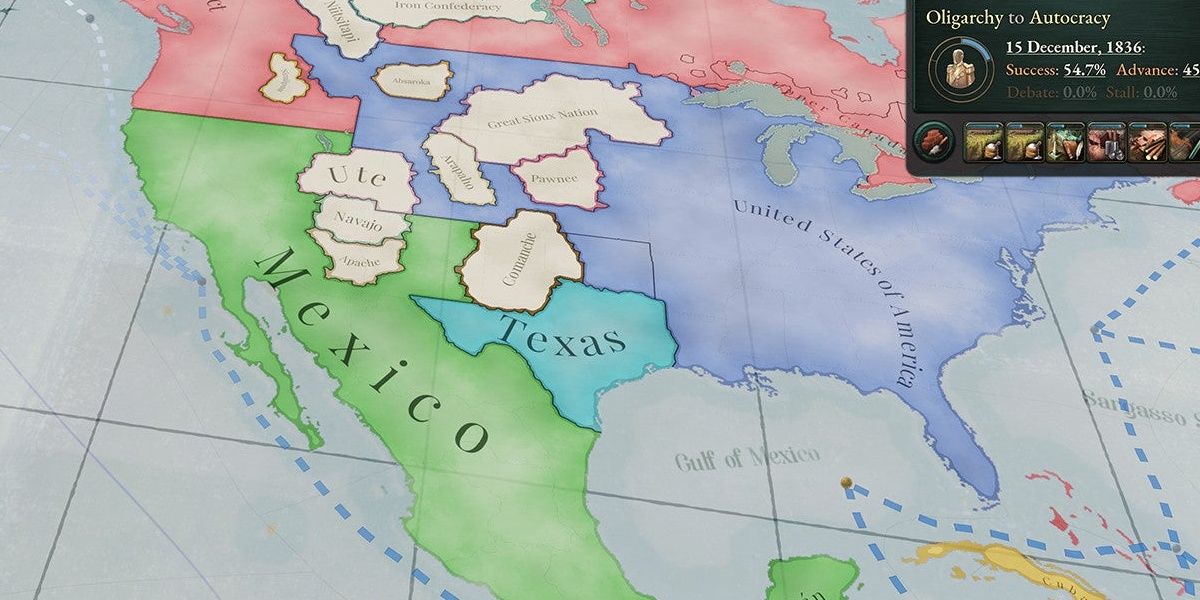 Victoria 3 Map North America Mexico Canada United States of America Oligarchy Autocracy