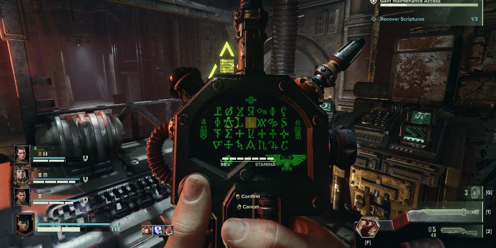 hand holding a device in the hacking minigame