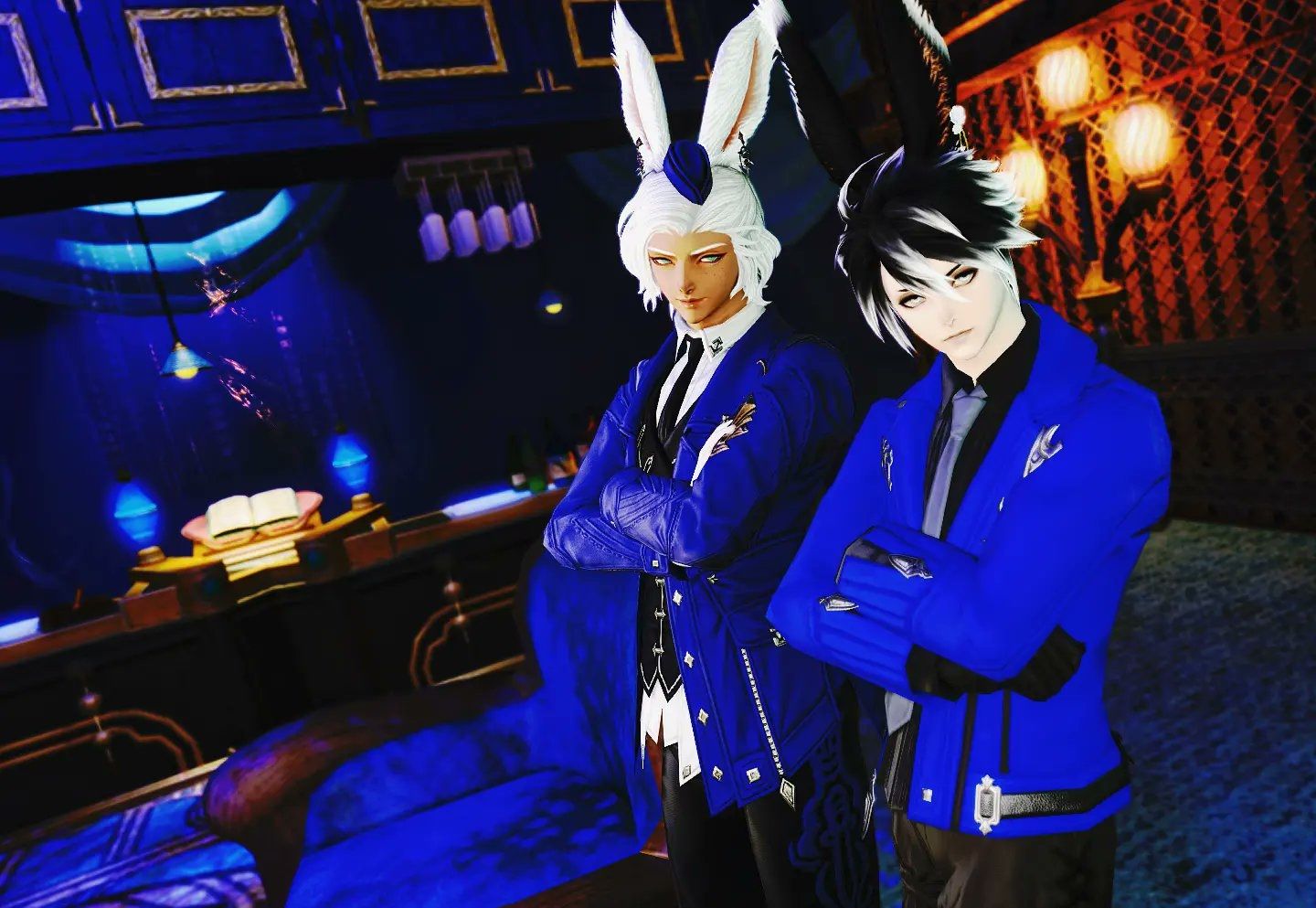 Zera Xylandros and Minato Briar as Velvet Room attendants in FF14