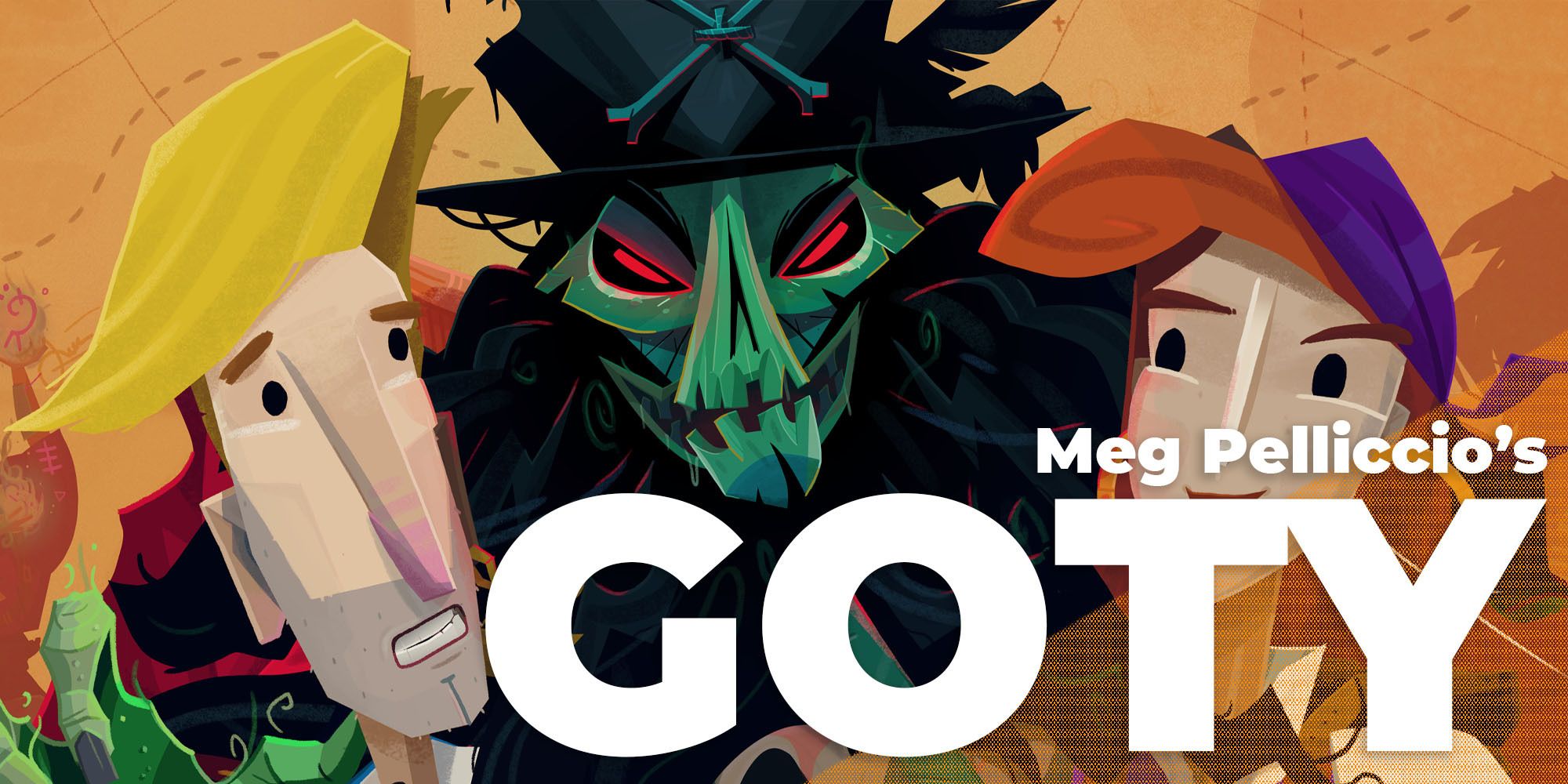 Return to Monkey Island key artwork with Meg Pelliccio's GOTY overlaid on the top