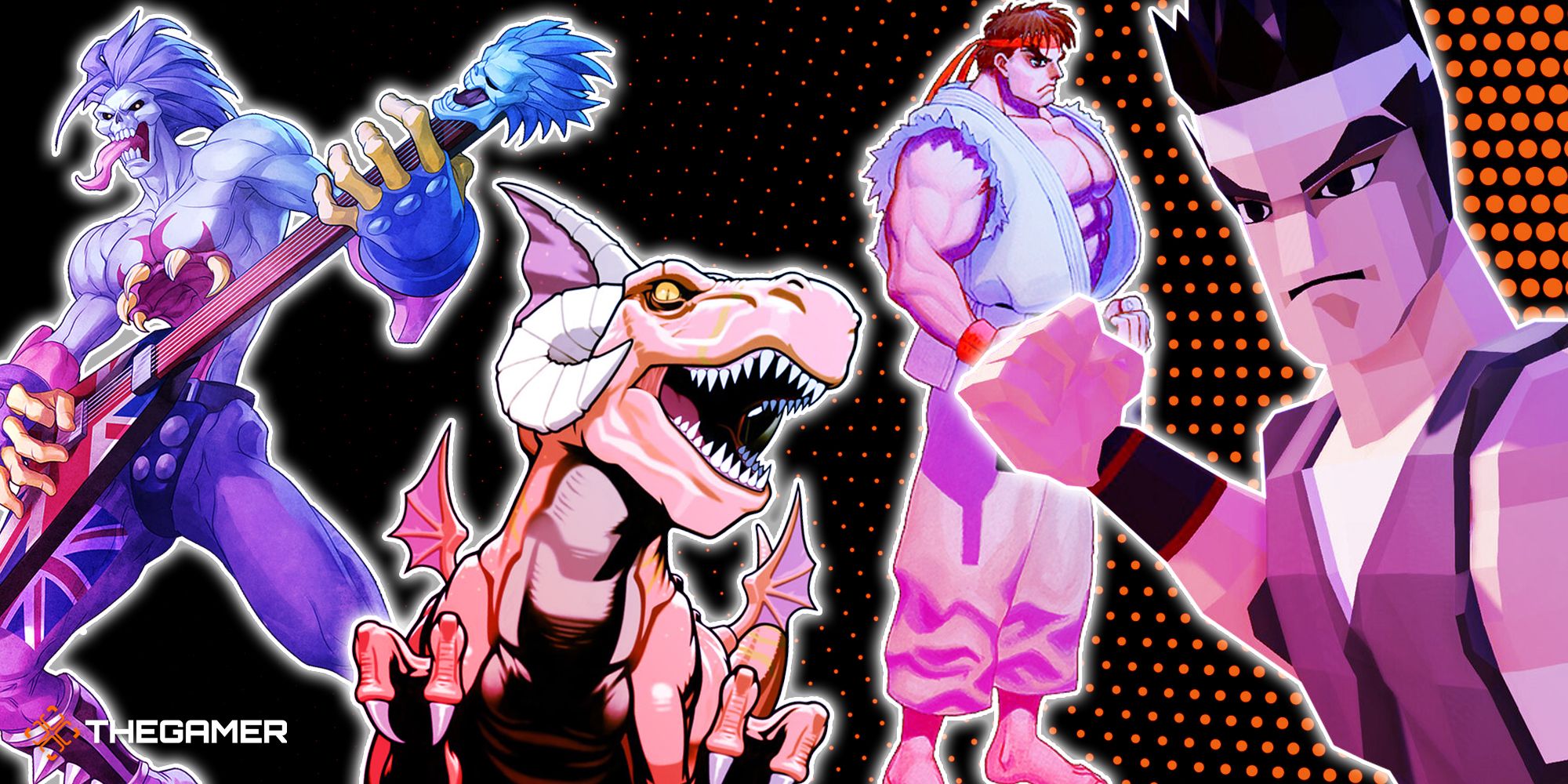 Art from Darkstalkers, Red Earth (Fighting Evolution,) Street Fighter 2 and Virtual Fighter.