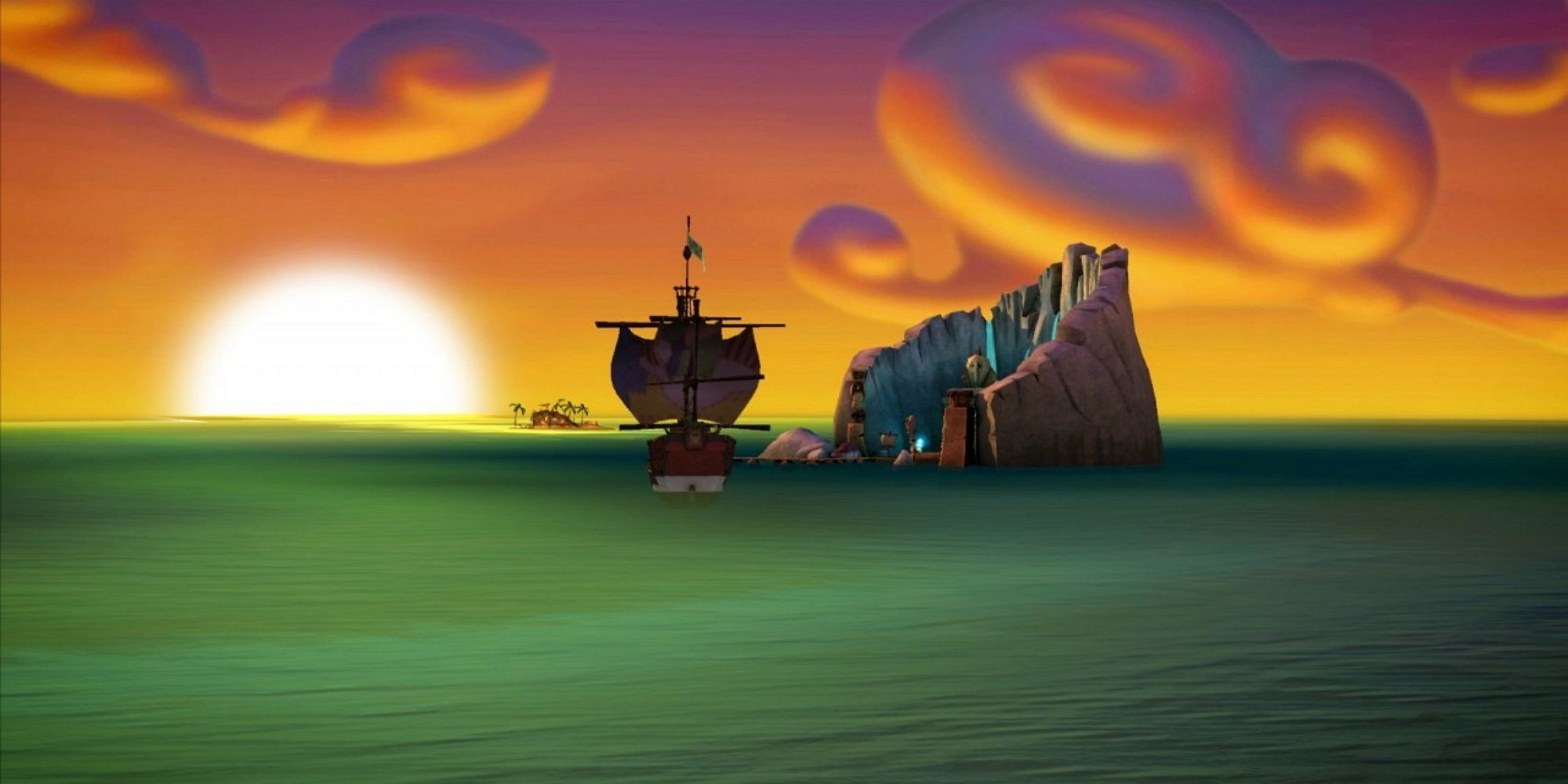 a pirate ship in "The Seige of Spinner Clay" on the high seas