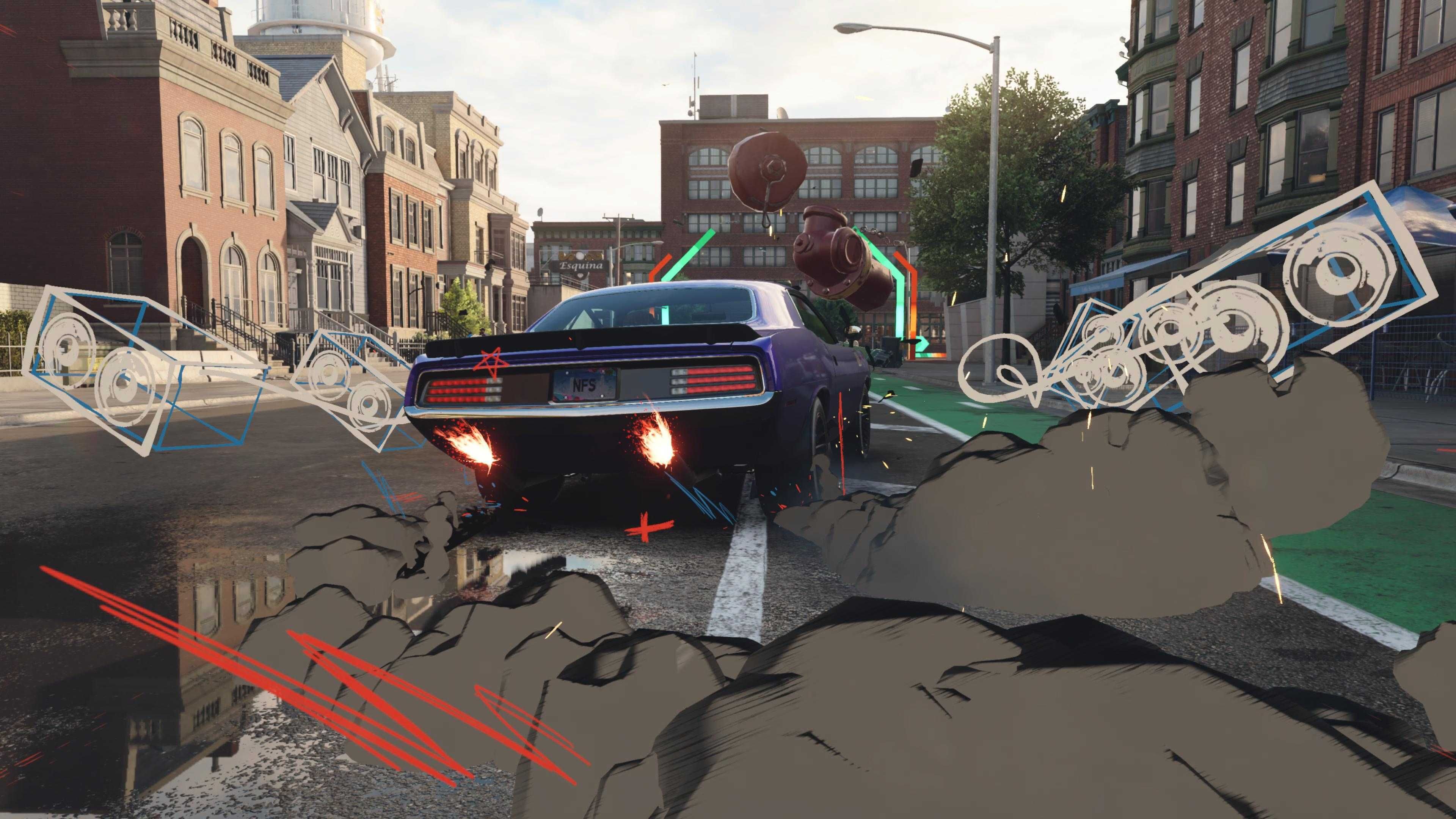 A Need for Speed Unbound screenshot showing drifting.