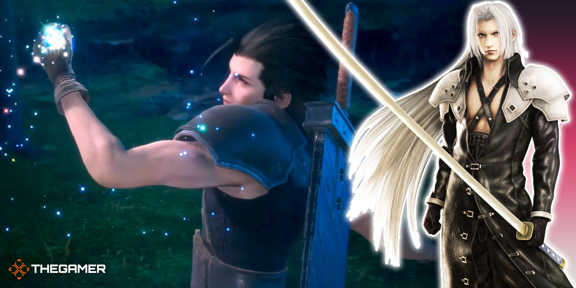 Screenshot and art from Crisis Core Final Fantasy 7 Reunion.
