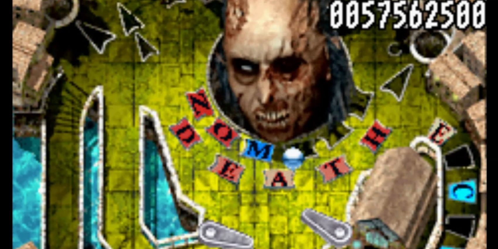 A ball hitting a zombie in The Pinball of the Dead.