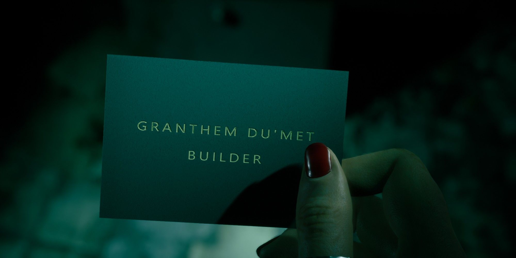 One of five collectible business cards for Granthem Du'Met that you can find in The Devil In Me