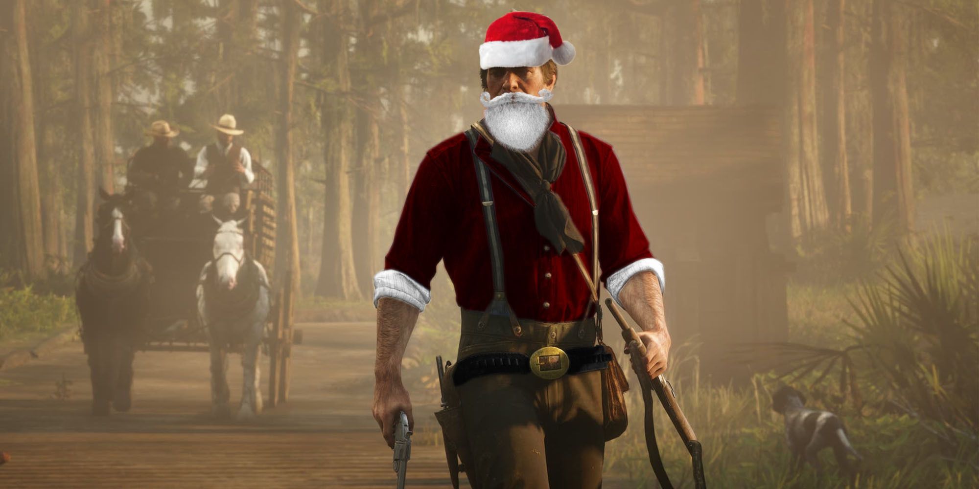 Arthur Morgan dressed as Santa