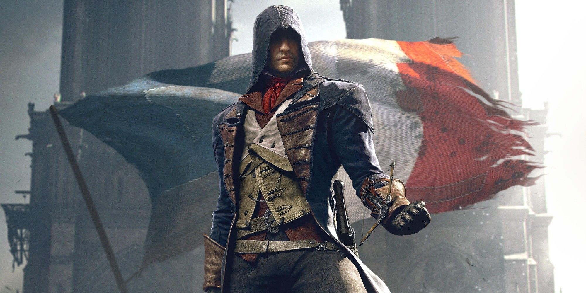 Assassin's Creed Unity - Arno with a French flag in the background