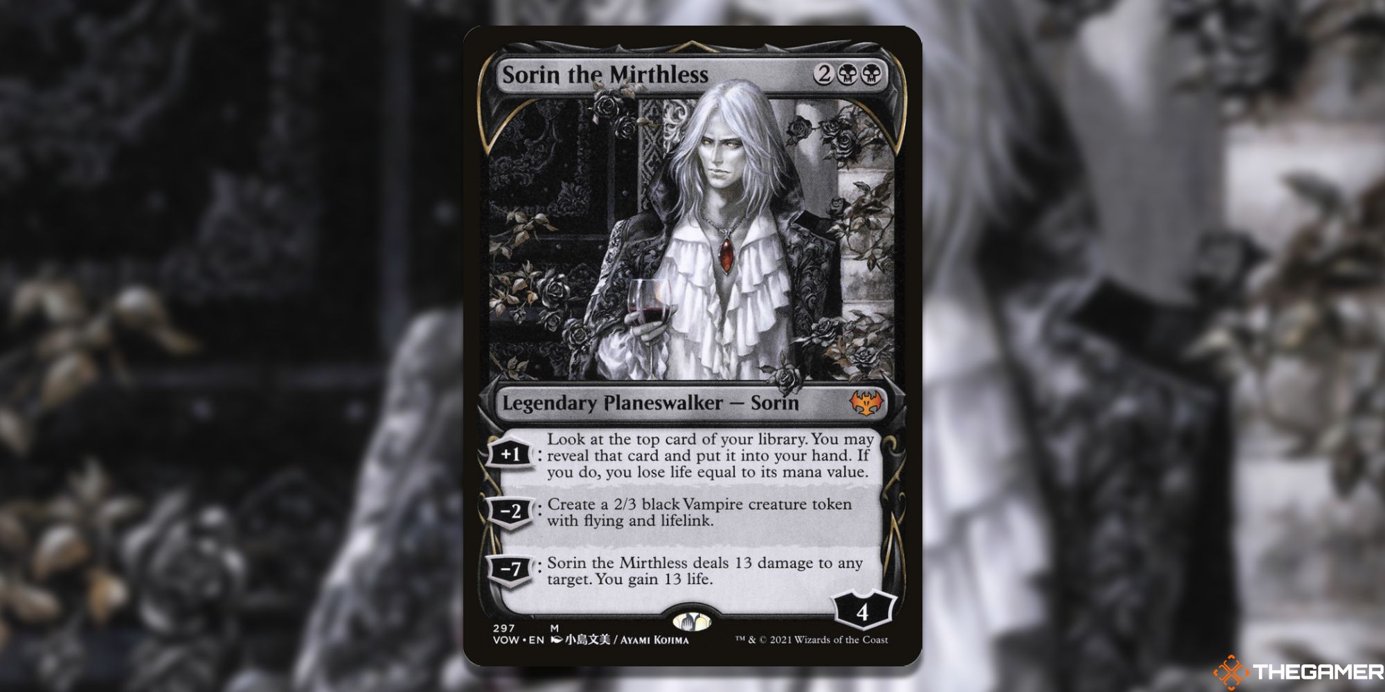 The card Sorin, the Mirthless from Magic: The Gathering.