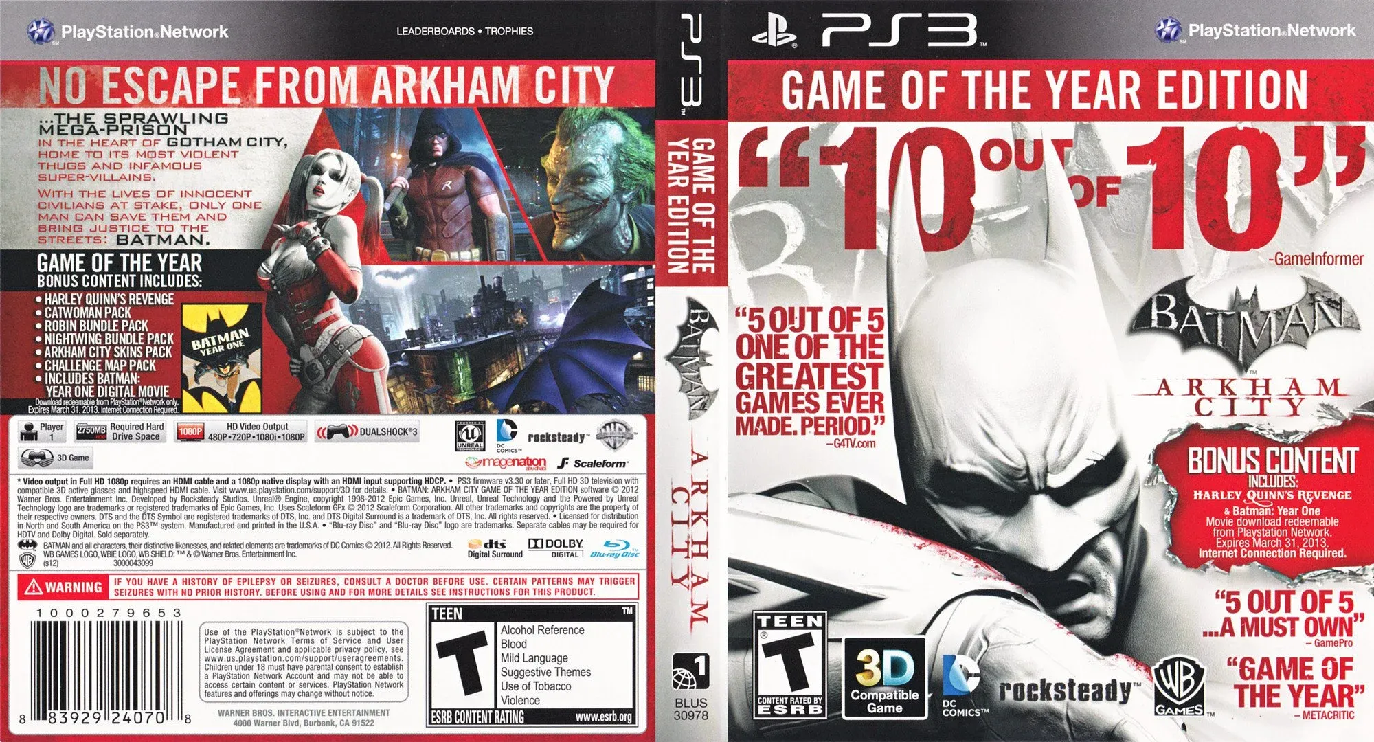 Batman Arkham City GOTY cover