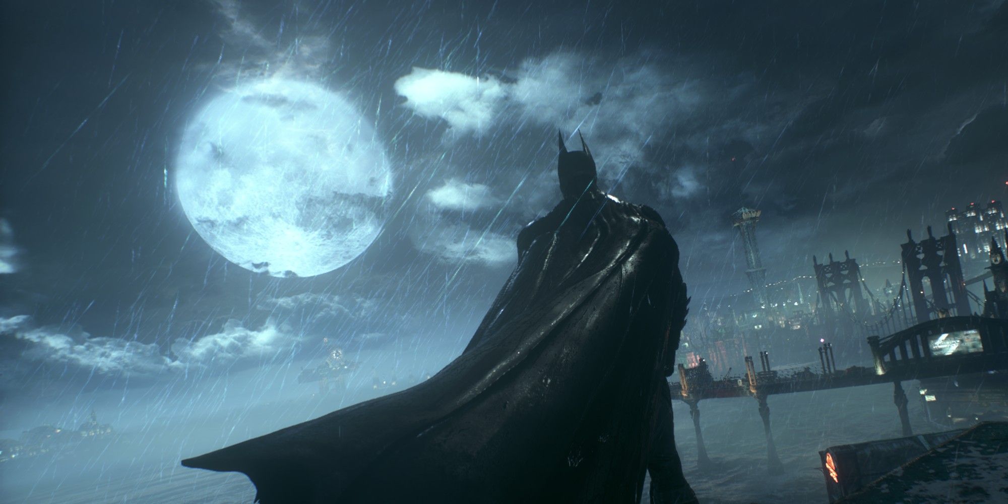 Batman Arkham Knight - Batman looking out at the Gotham Bay
