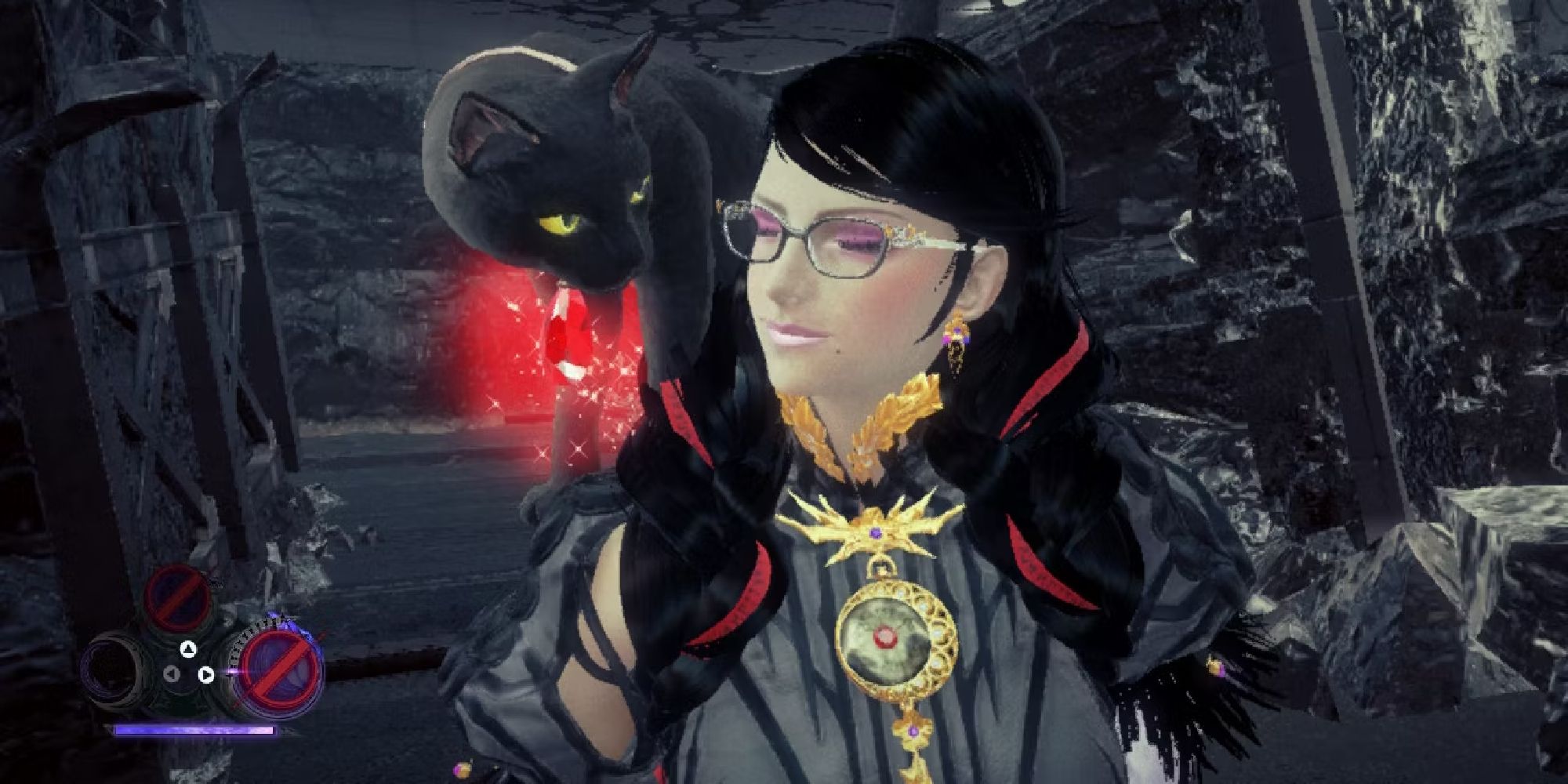 bayonetta and a cat