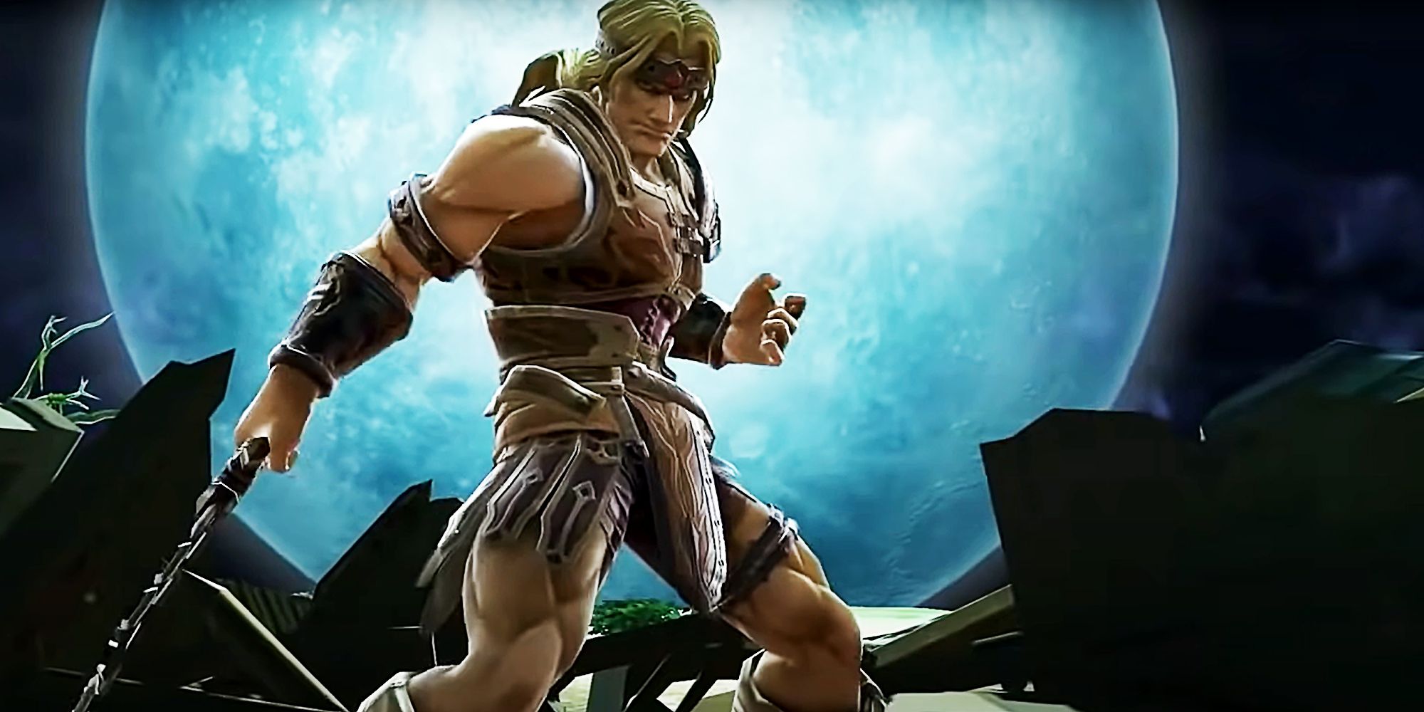 Simon Belmont in front of the moon from Super Smash Bros. Ultimate