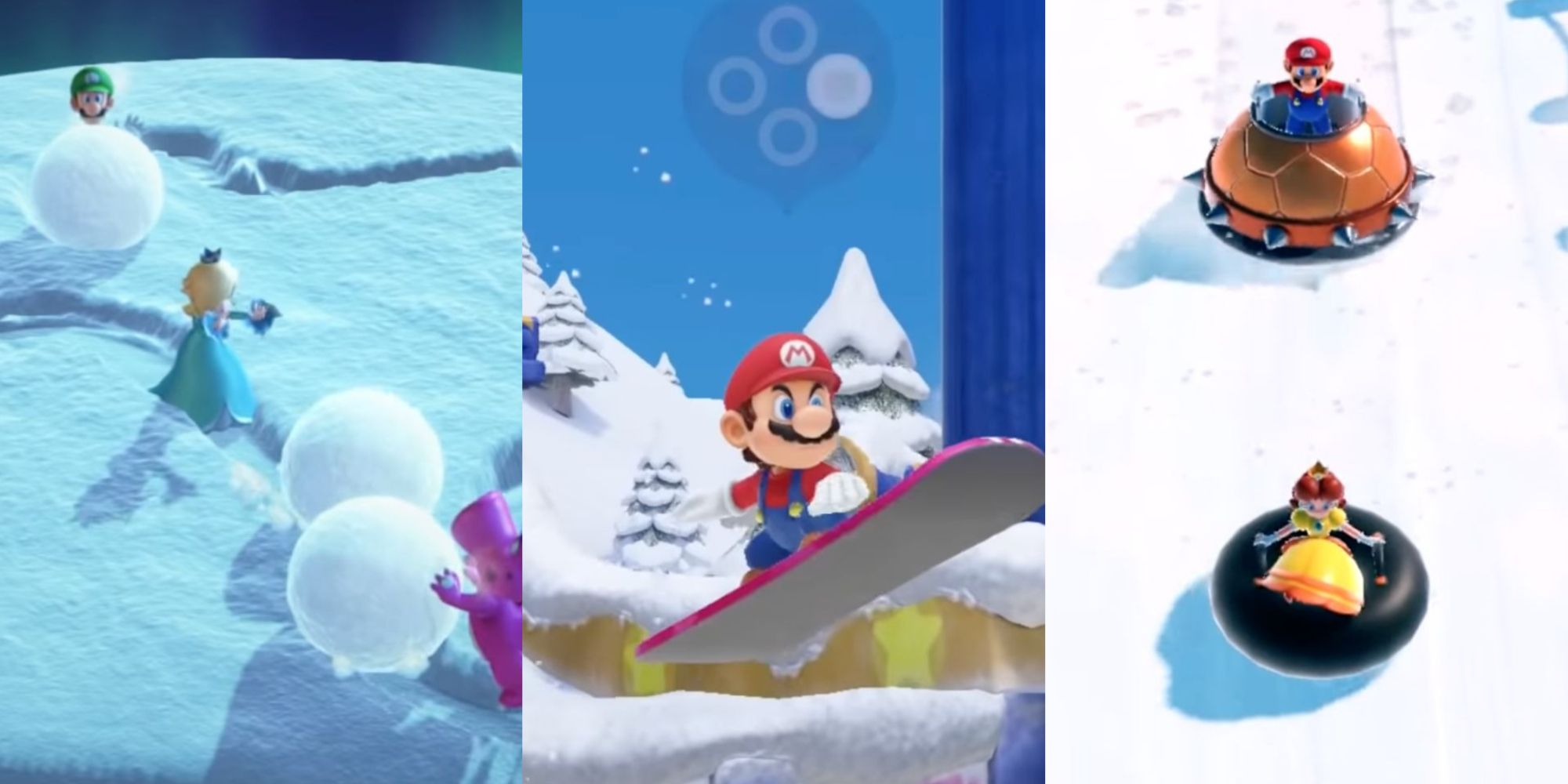 Best Winter Themed Mario Party Games Split Image