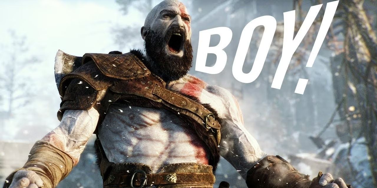 Kratos yelling "Boy!" as a joke, from a scene in God of War 2018