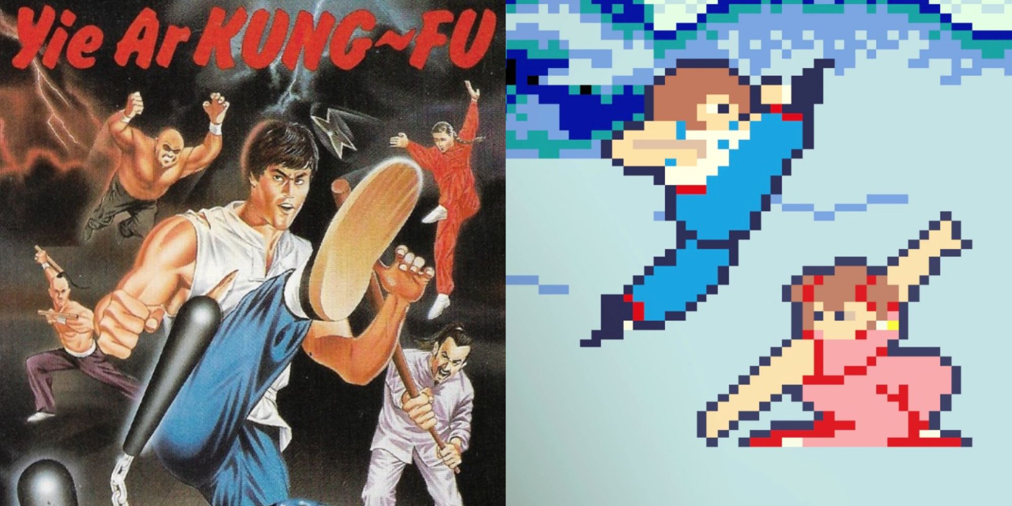 Yie Ar Kung-Fu cover art, Oolong fighting in-game