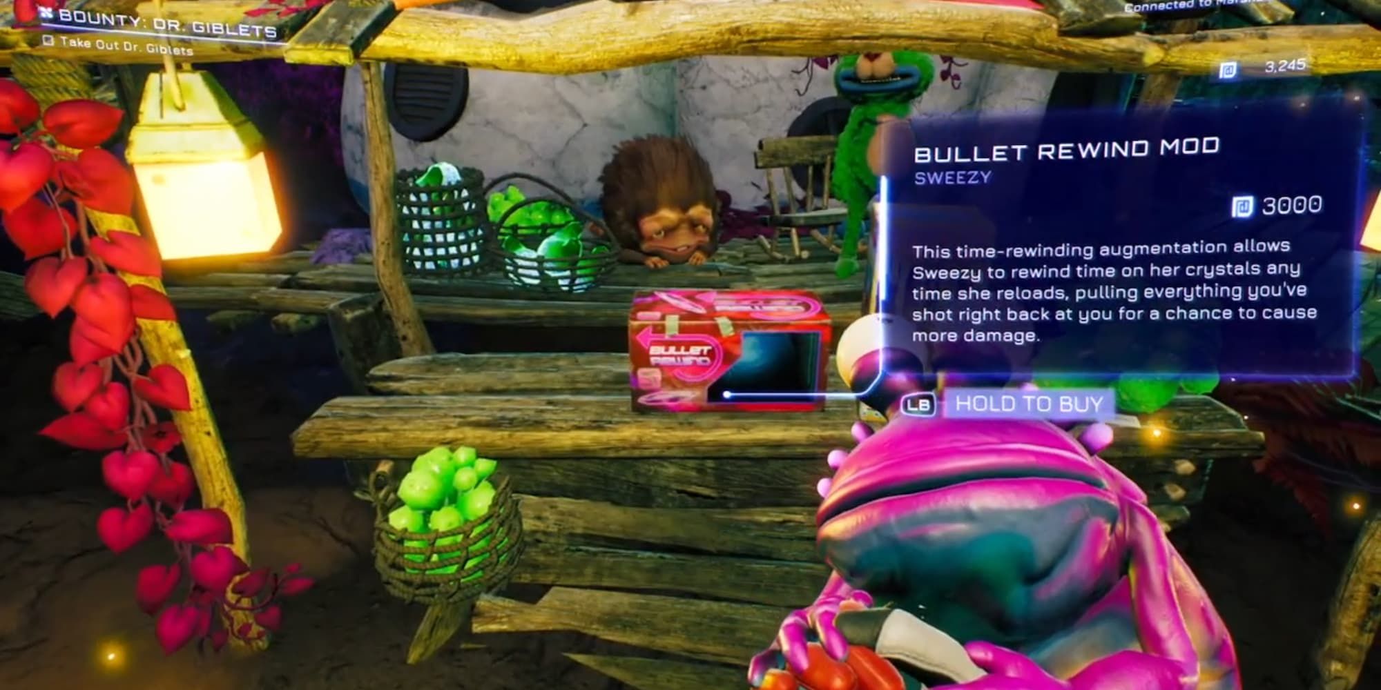 The player finds the Bullet Rewind mod available for purchase in High on Life.