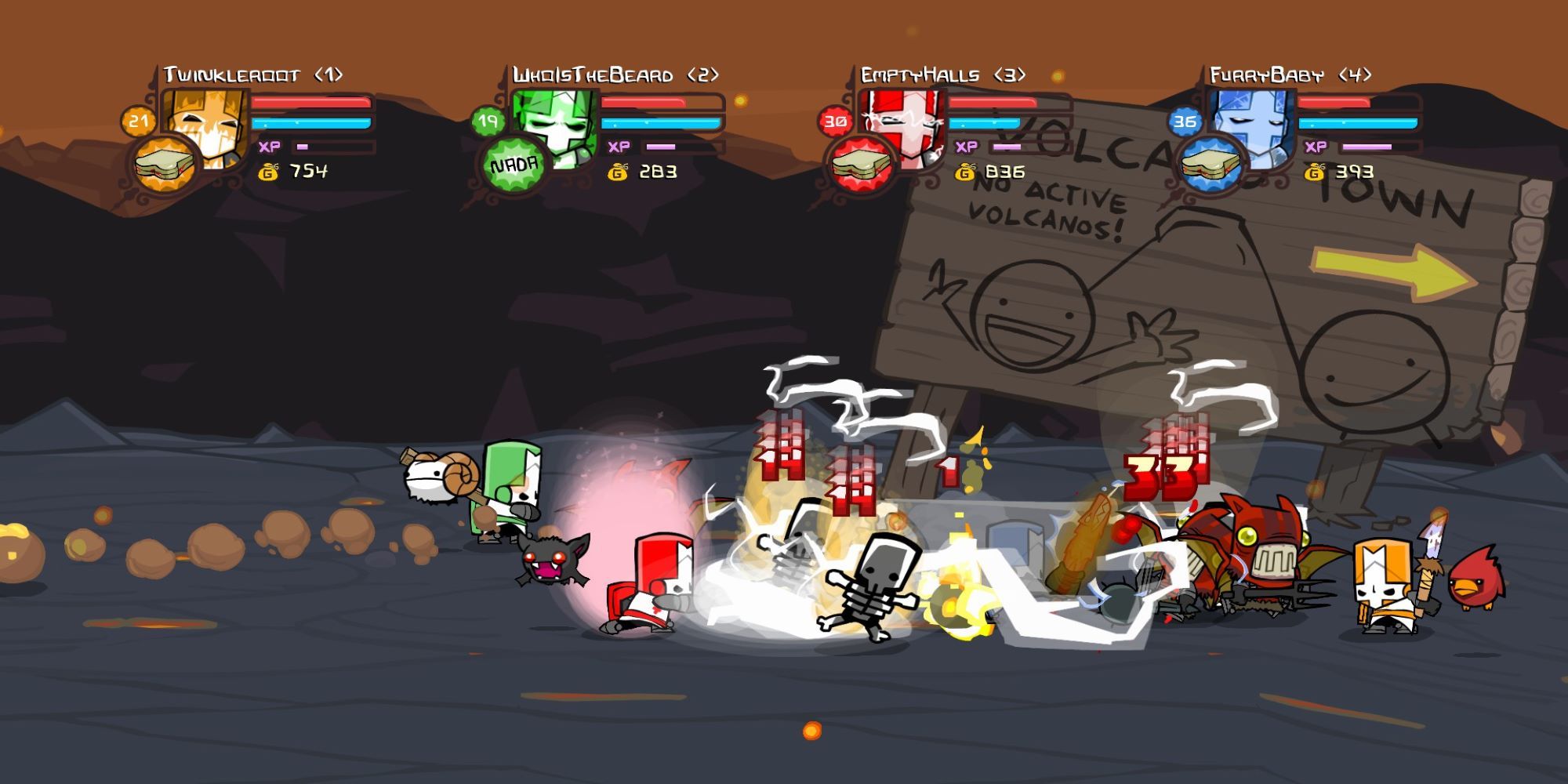 Castle Crashers with the fight against the Elemental Knights