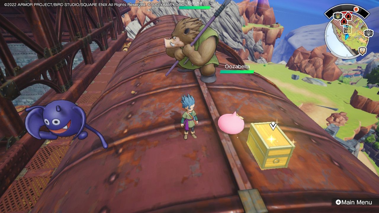 A chest on top of an old factory building in Dragon Quest Treasures.