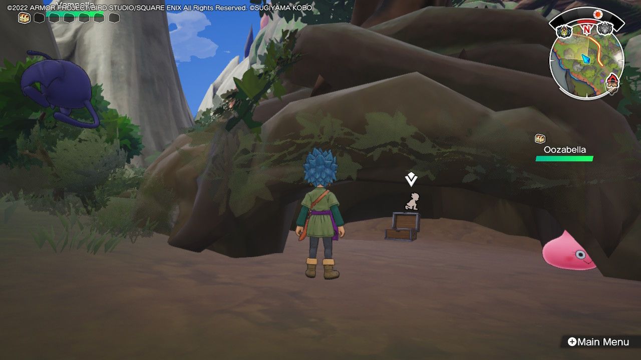 A chest hidden inside a cave with a small opening in Dragon Quest Treasures.