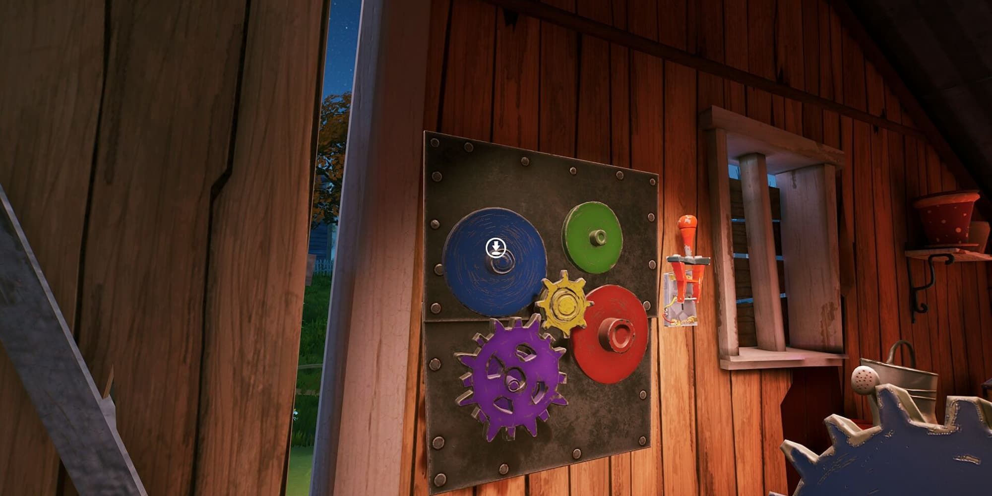 The player approaches a contraption to place down a Cog in Hello Neighbor 2.
