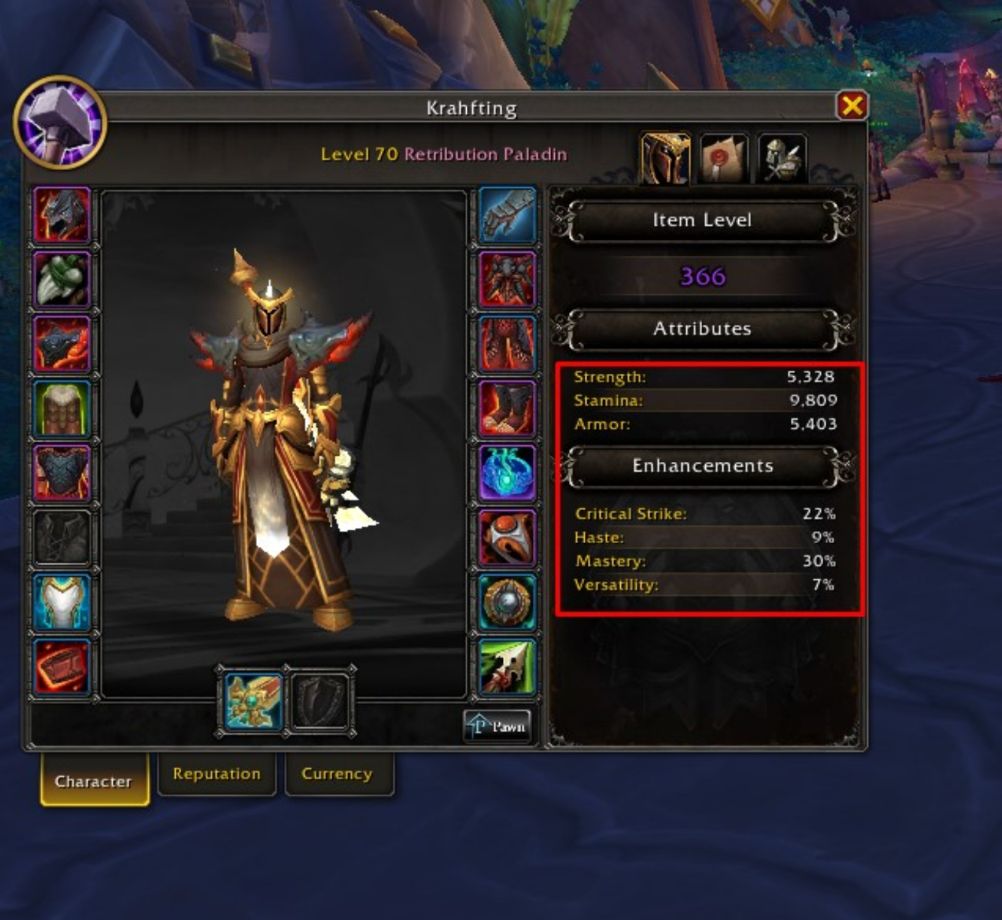 World of Warcraft Dragonflight Retribution Paladin Stats