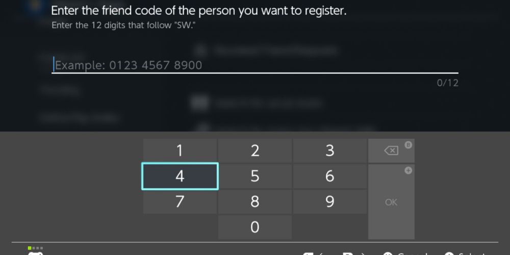 The user goes to enter a friend code on the Nintendo Switch, so they can play online with someone.