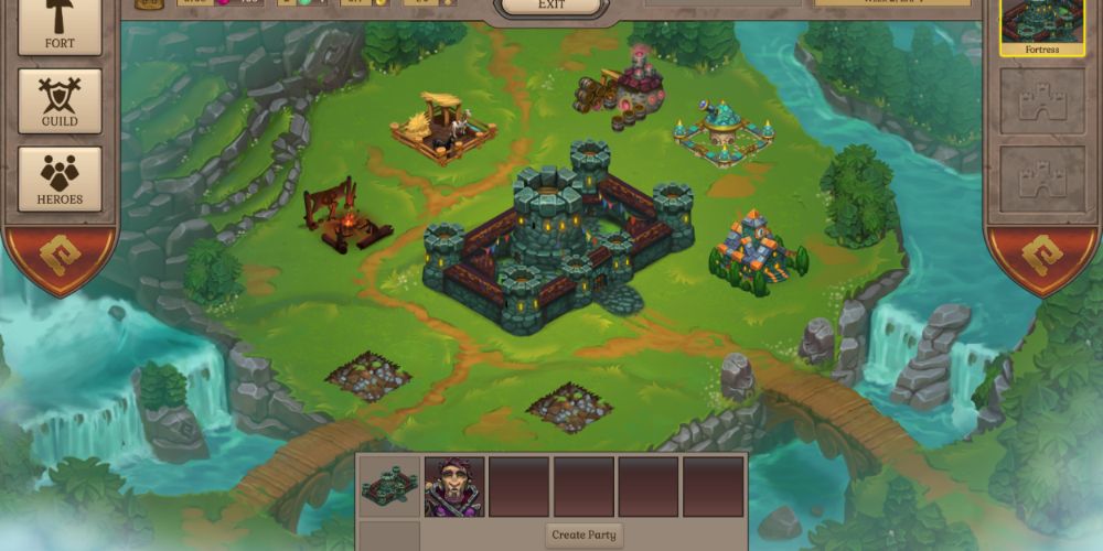 The player looks over the fortress and thinks about using their resources in Fort Triumph.