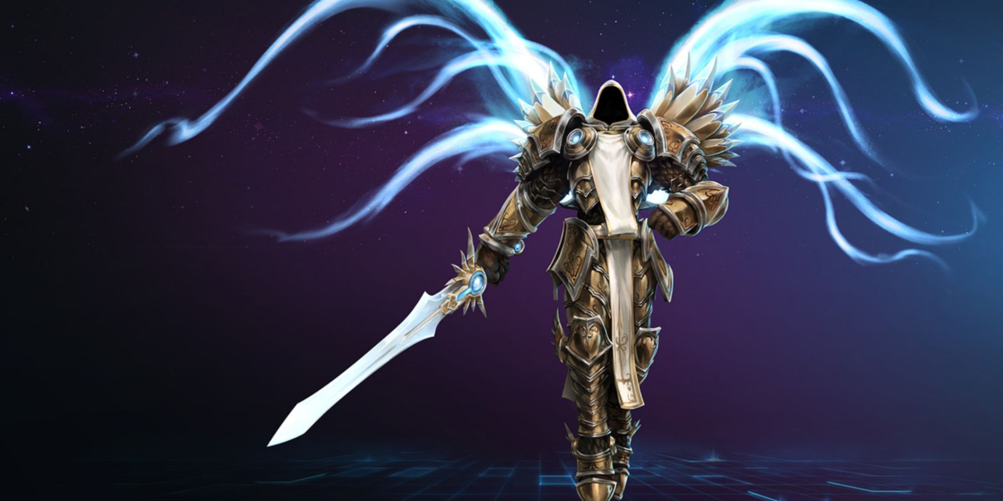 Diablo Tyrael in angel form with wings and sword