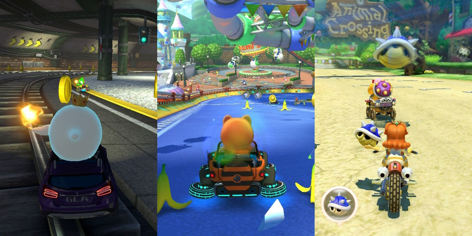 Mario Kart 8 Collage Of King Boo, Tanooki Mario, And Daisy