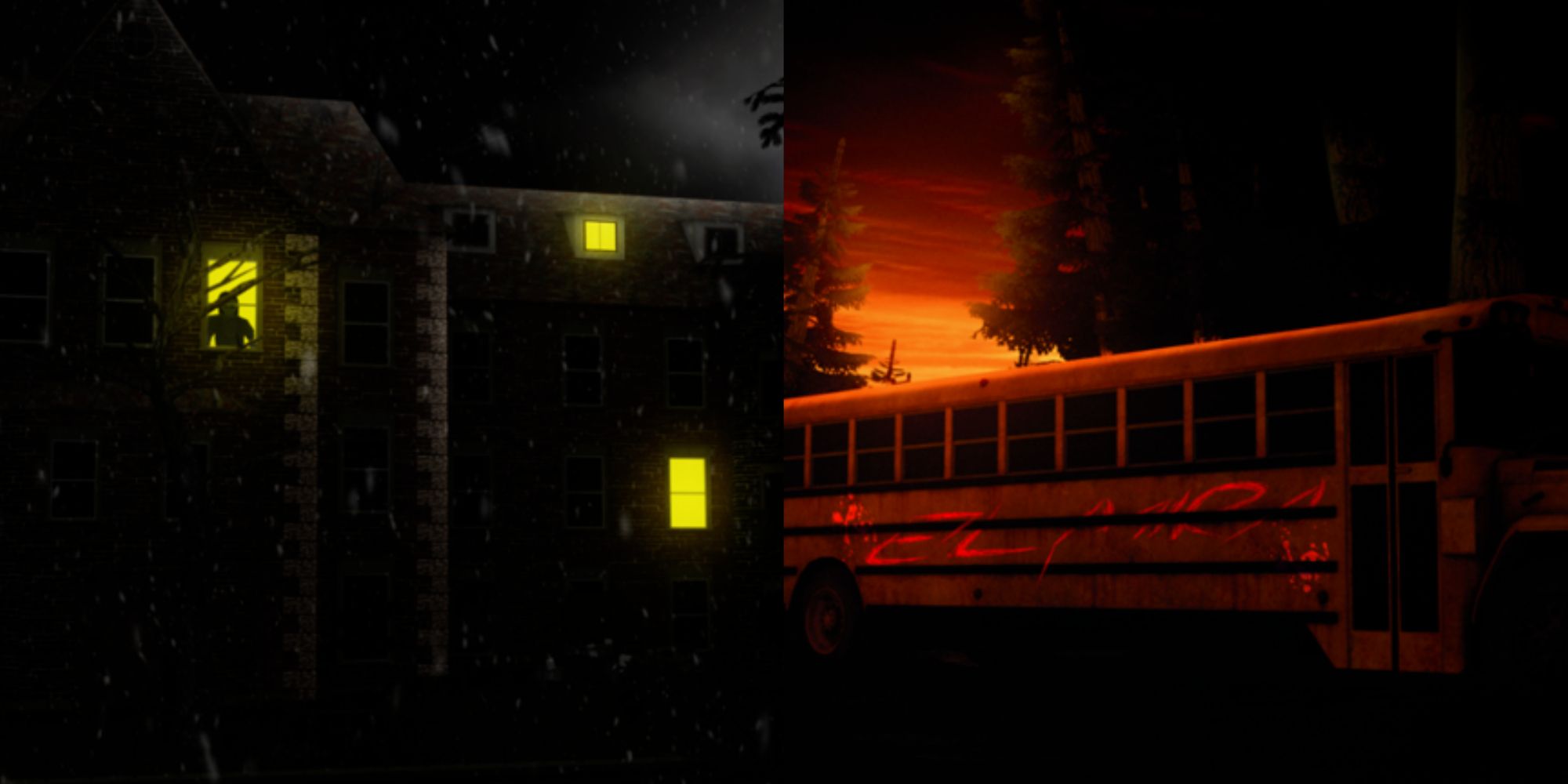 Elmira Spooky Building And Schoolbus