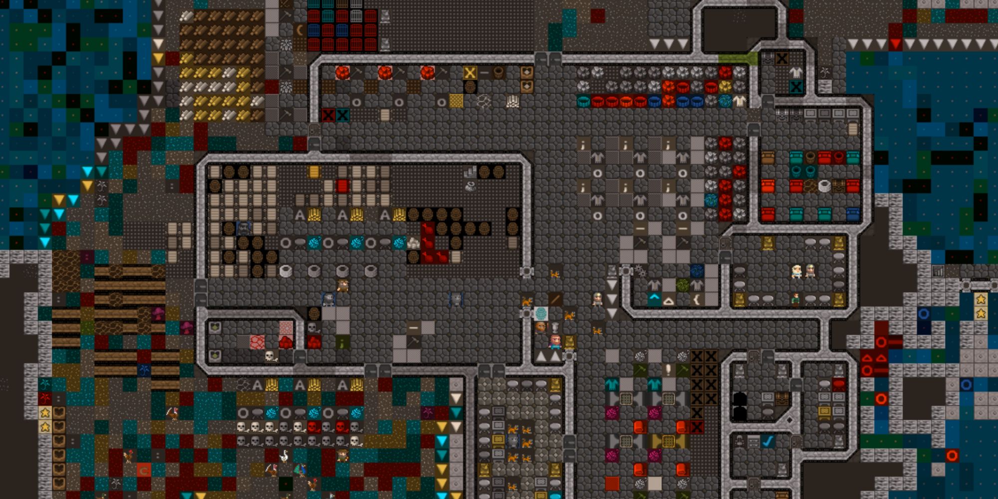 Dwarf Fortress trapped by statues