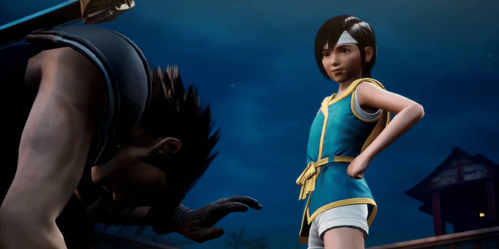 Yuffie defeating Zack in Crisis Core: Final Fantasy 7 Reunion