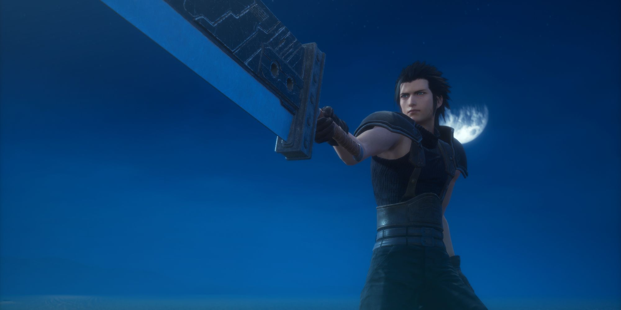 Zack Fair holding out his Buster Sword in Crisis Core: Final Fantasy 7 Reunion