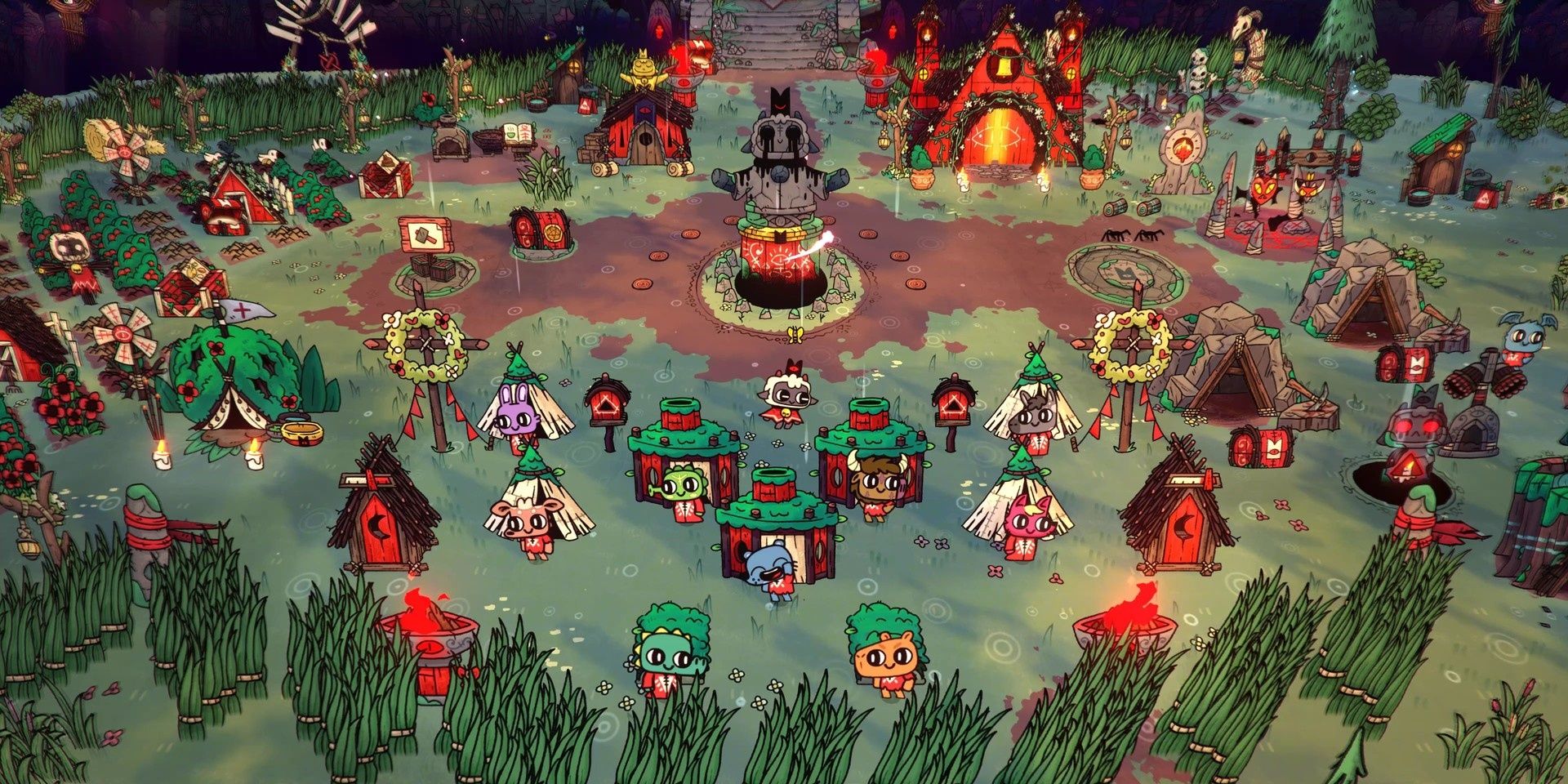 A camp set up in Cult of the Lamb