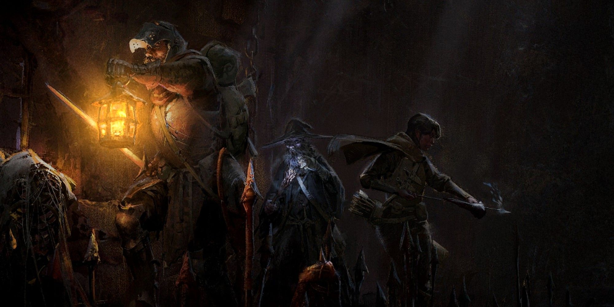 Dark And Darker Party of adventurers with weapons and lantern