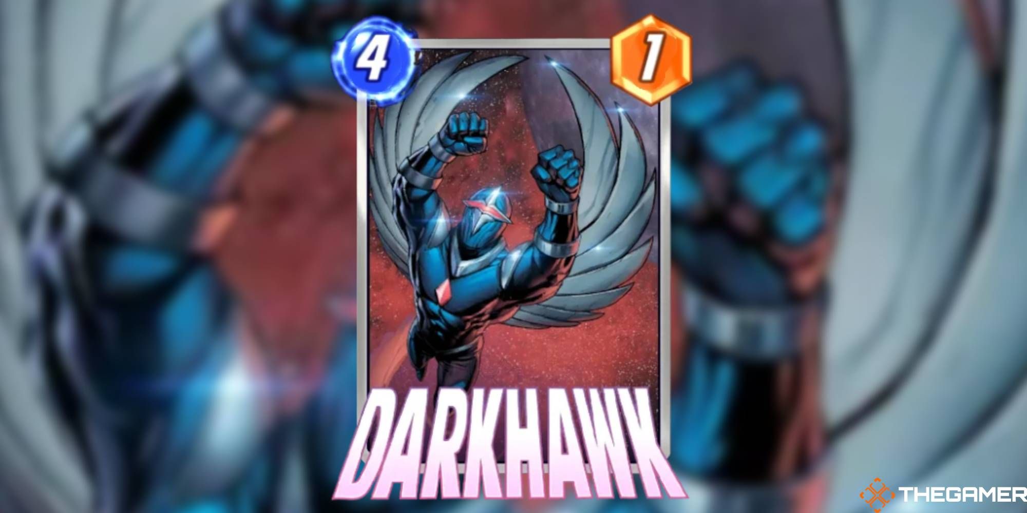 Marvel Snap - Darkhawk on a blurred background