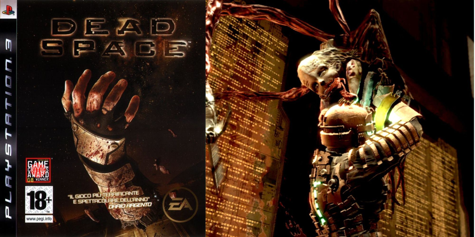 Dead Space cover art and in-game monster