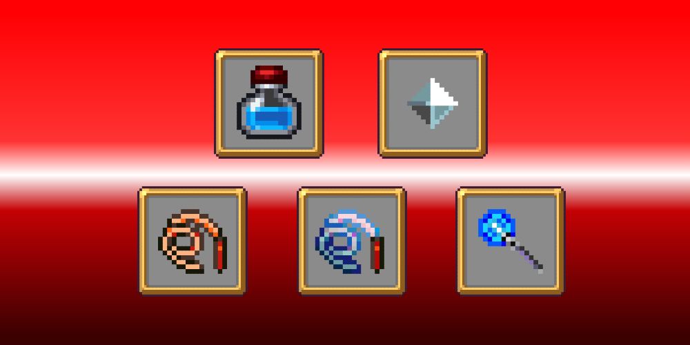 These are the items you want to pick up early on in the run. For AoE you'll need Santa Water and Runetracer, and for Melee you need Whip, Vento Sacro, and Magic Wand.