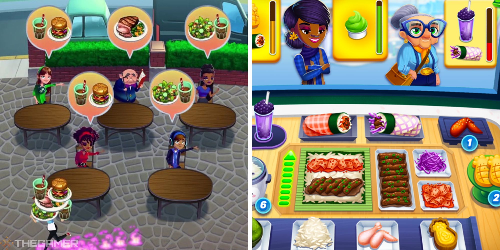 split image showing gameplay from diner dash adventures