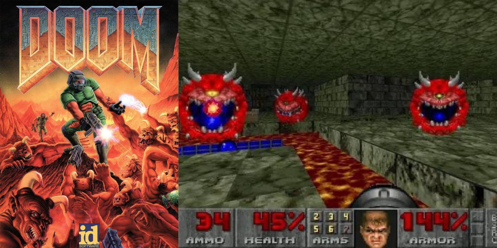 Doom cover art from original game with in-game image
