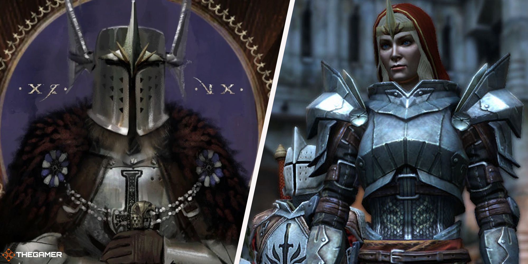 Dragon Age - Templar art on right, knight commander meredith on left