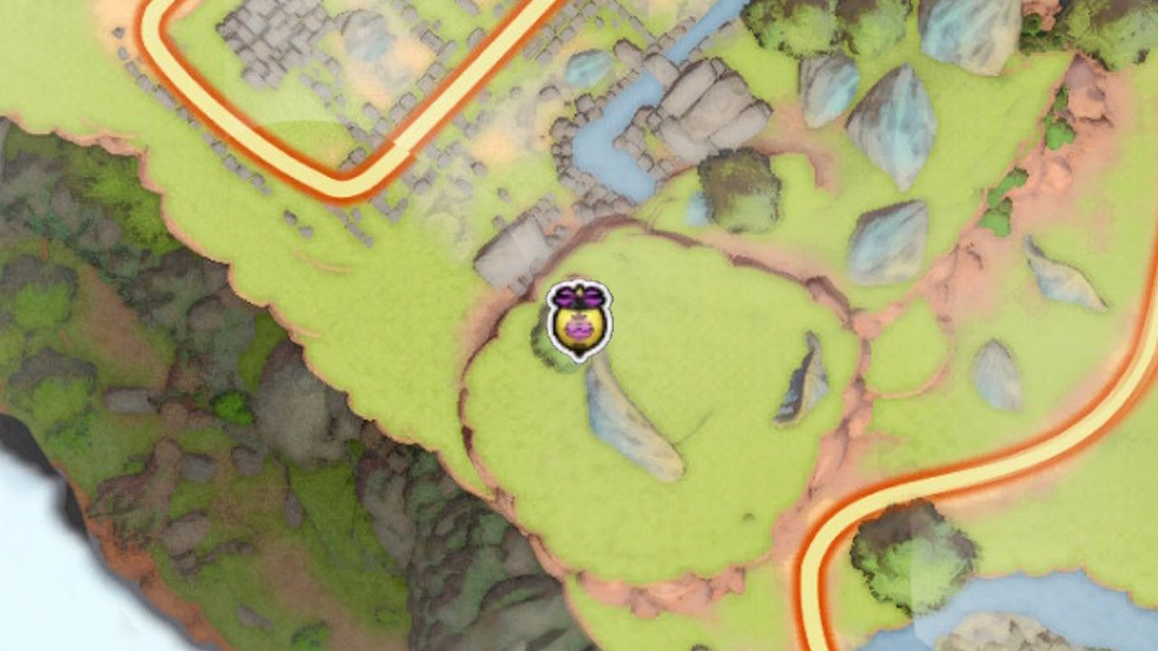 Сокровища Dragon Quest, Воздушные шары в Патерноггине, Воздушный шар, прячущийся в деревьях на холме, как видно на карте