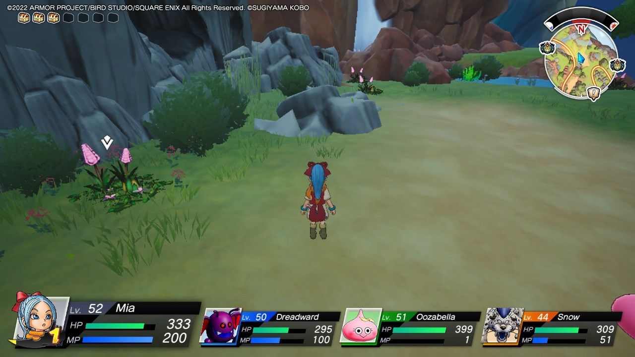 Dragon Quest Treasures, Materials, Many Angular Pink Flowers Near King Slime