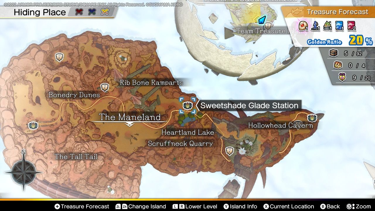 Dragon Quest Treasures, The Railway Station, Maneland, Sweetshade Glade Station Map