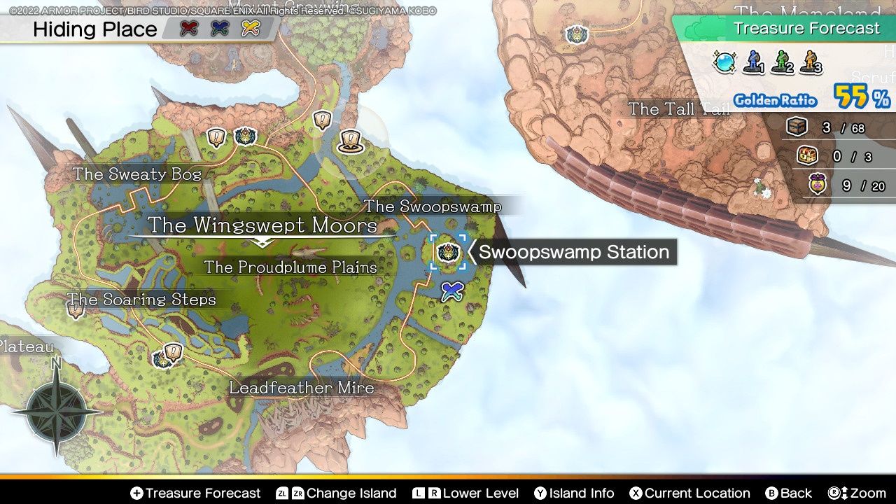 Dragon Quest Treasures, The Railway Station, Wingswept Moors, Swoop Stomp Station Map